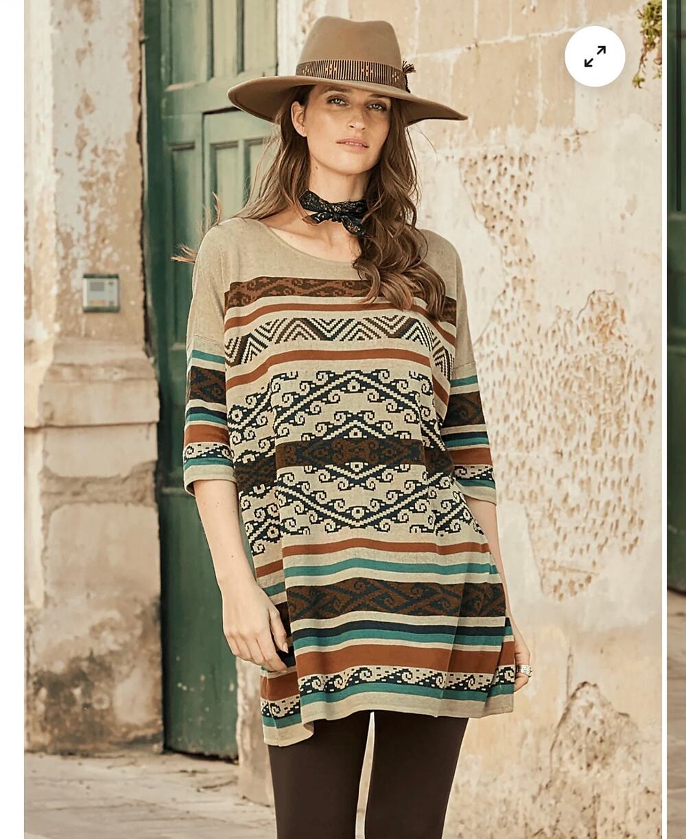PERUVIAN CONNECTION Chiclayo Tunic in Color SAND 100% Pima Cotton Size M/L